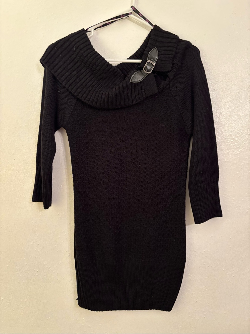 Black Women's Ribbed Cowl Neck Sweater
